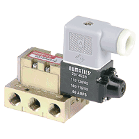 The Mark 3 Series offers high flow in a miniature valve design. The Mark 3 line is available with 10-32 or 1/8 porting in either sub-base or manifold mounting, sandwich speed control and sandwich pressure regulators.